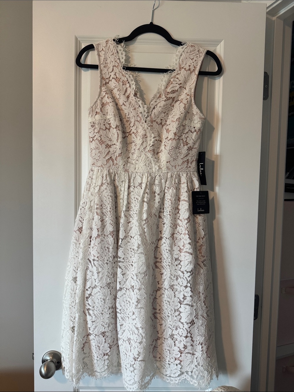 Lulu's Cream Lace Midi Dress - V-Neck Sleeveless